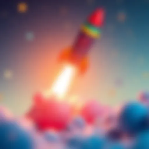 Vibrant Rocket Launch A colorful rocket launching into the sky