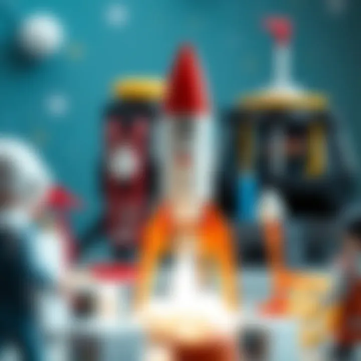 Educational materials showcasing rocket technology and physics