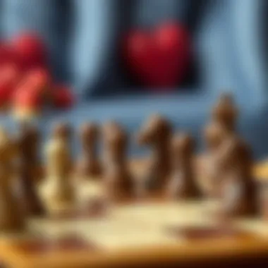 A chessboard with chocolate pieces replacing traditional ones