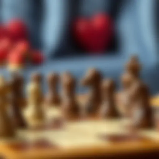 A chessboard with chocolate pieces replacing traditional ones
