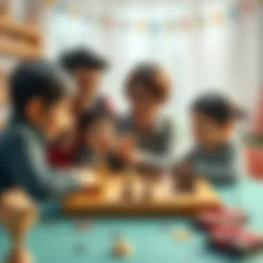 A family enjoying a game of chess while sharing chocolate