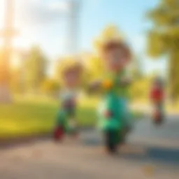 Children enjoying scootering in the park