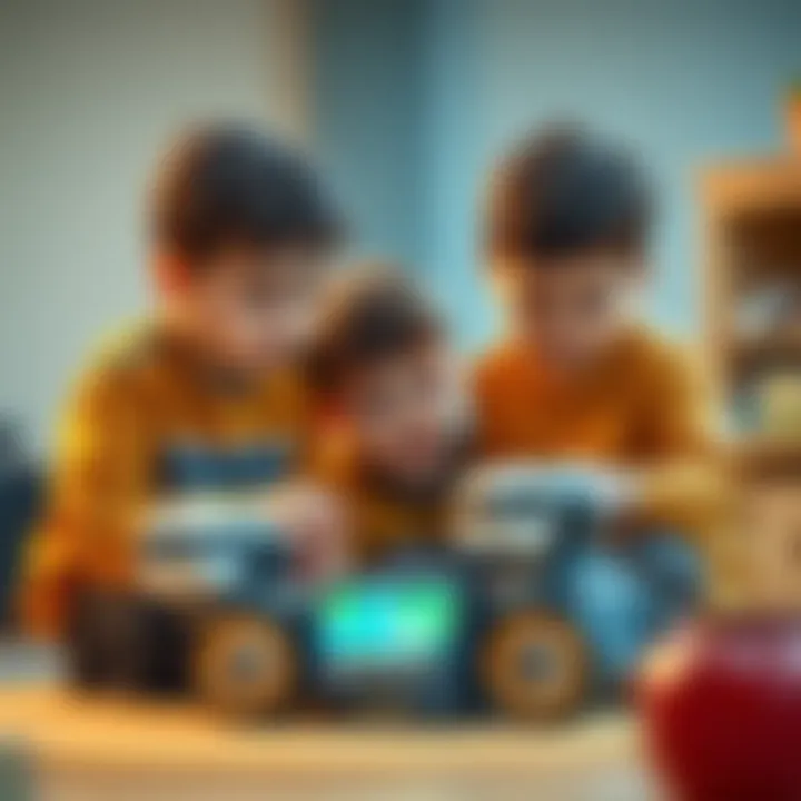 Children with Silverlit Maze Breaker Robot Children engaging with Silverlit Maze Breaker Robot