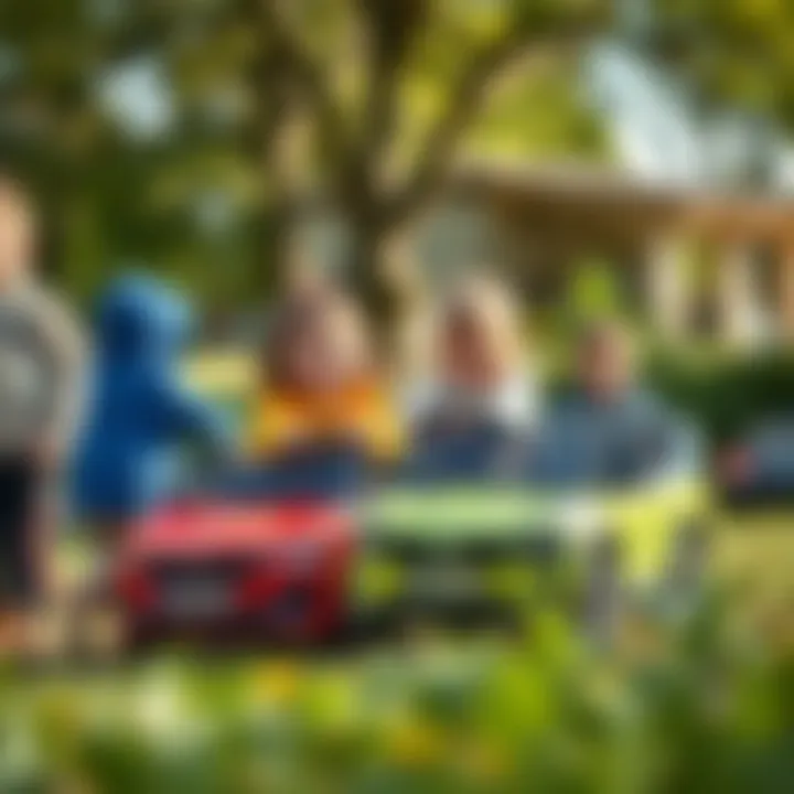 Children Engaging in Outdoor Play with Skoda Cars A group of children playing outdoors with Skoda battery cars