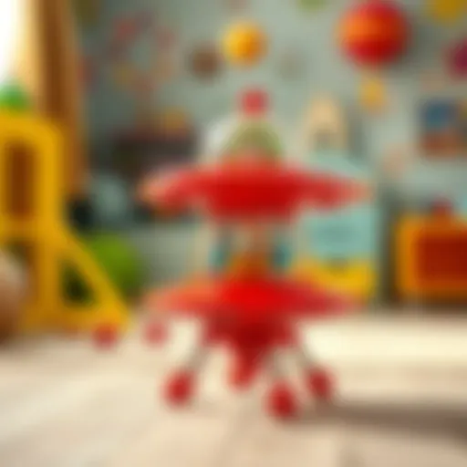 Colorful small UFO toy in a child's playroom
