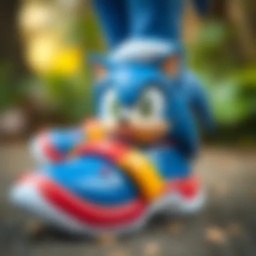 Dynamic close-up of Sonic's iconic shoes showcasing their unique design elements