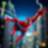 Dynamic Pose of Spider-Man Main character Spider-Man in a dynamic pose