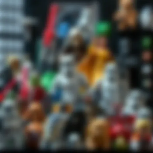 Star Wars themed collectible toys displayed together