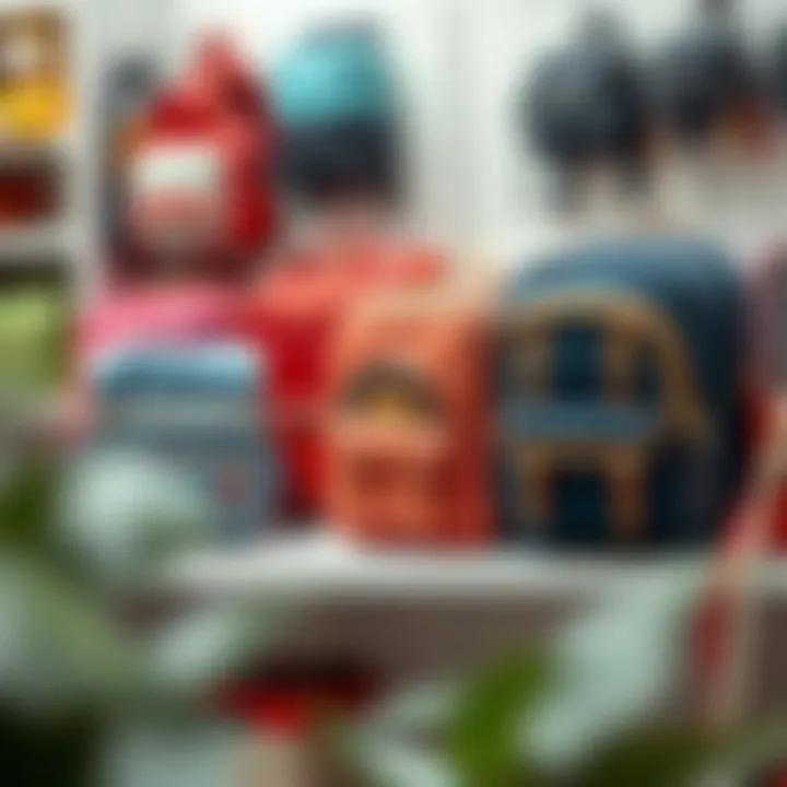 Diverse Range of School Bags Stylish school bags displayed on a shelf
