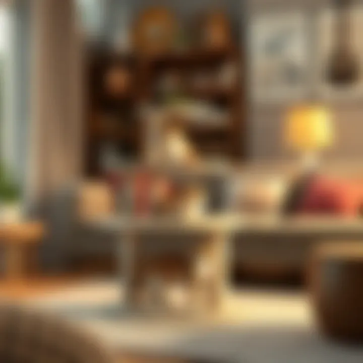 Three-tier cat toy in a cozy living space