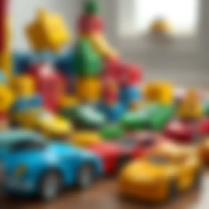 A child’s imaginative scene with toy cars and blocks