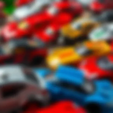 Close-up of different types of toy cars