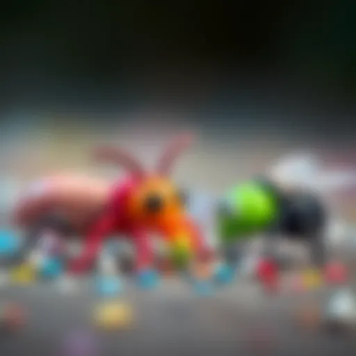Colorful toy insects stimulating creativity in children