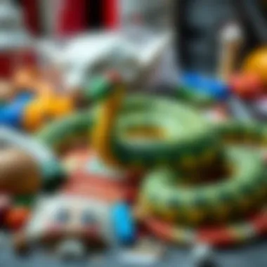 Various materials used in toy snake production