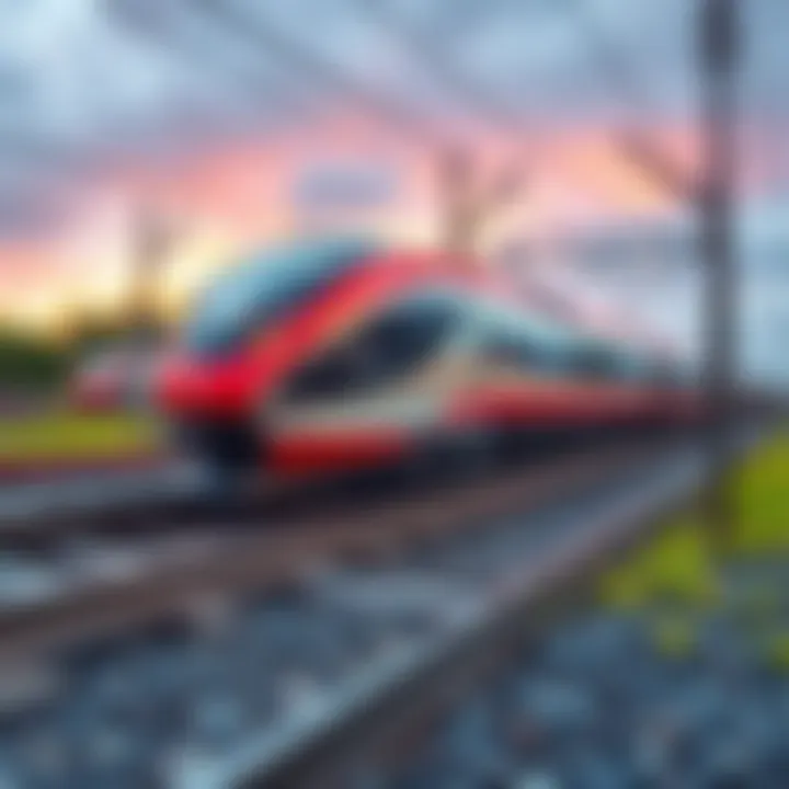 A modern high-speed train on a railway track.
