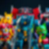 A vibrant collection of Transformer toys showcasing their evolution over the years