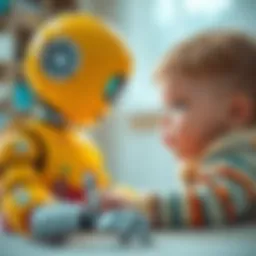 Interactive robot toy engaging with a child