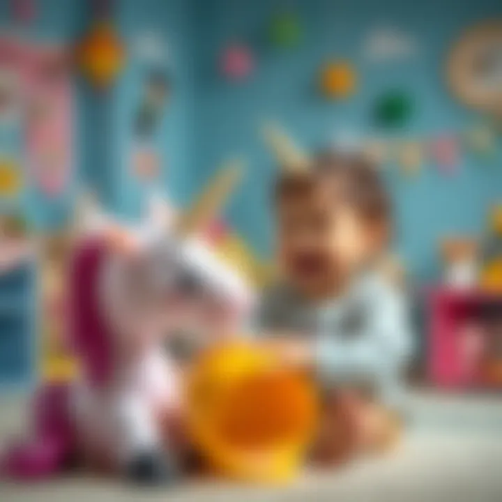 A joyful child engaging with a unicorn-themed educational activity