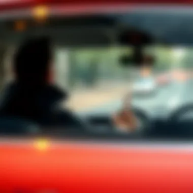 User driving a Mini Cooper style vehicle with enjoyment