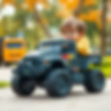 A child enjoying with a remote-controlled truck