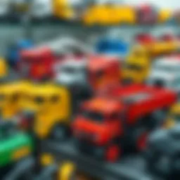 Variety of remote-controlled trucks on display