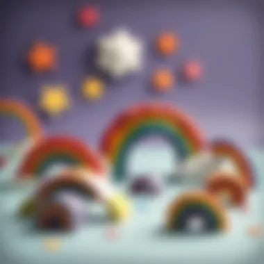 Crafts Created from Rainbow Paper A variety of crafts made from rainbow paper