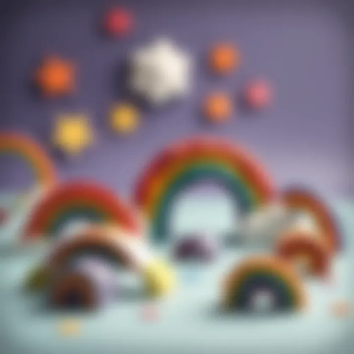 Crafts Created from Rainbow Paper A variety of crafts made from rainbow paper