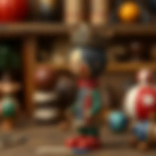 Artistic Representation in Wood Painting A beautifully painted wooden figure showcasing artistic creativity