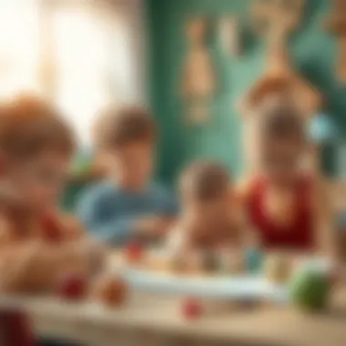 Children engaged in a wood painting activity demonstrating creativity