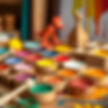 A selection of vibrant paint colors used for wood projects