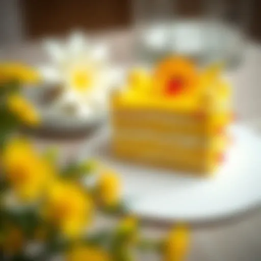 Vibrant Yellow Birthday Cake Vibrant yellow birthday cake adorned with elegant decorations