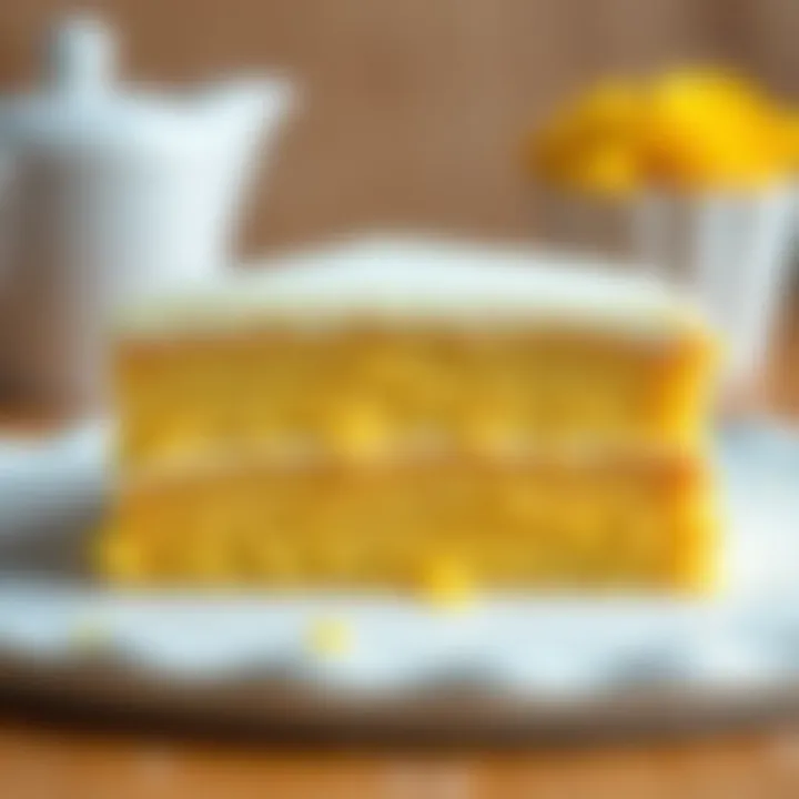 Layers of Rich Yellow Cake Close-up of the yellow cake layers showcasing rich texture